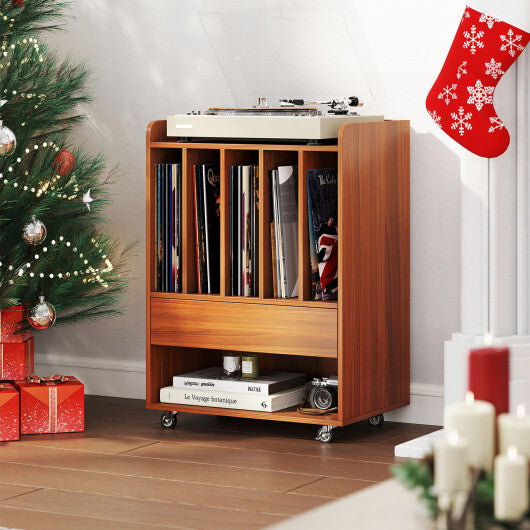Record Player Stand Turntable Stand with Drawer and Record Holder-White LuxuryLifeWay Online Store