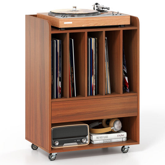 Record Player Stand Turntable Stand with Drawer and Record Holder-White LuxuryLifeWay Online Store
