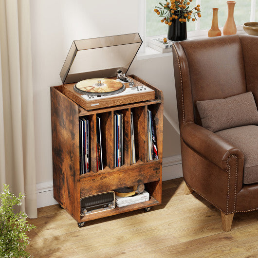 Record Player Stand Turntable Stand with Drawer and Record Holder-White LuxuryLifeWay Online Store