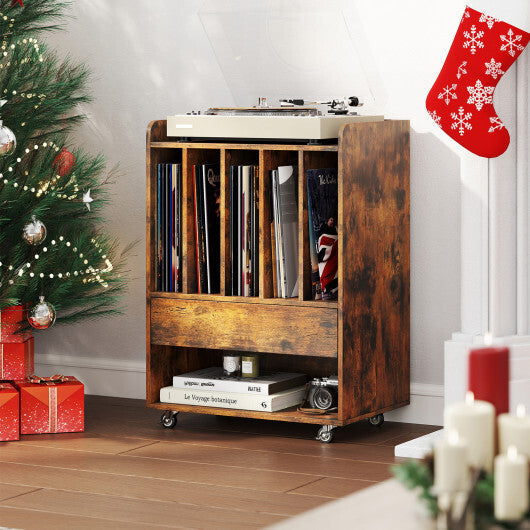 Record Player Stand Turntable Stand with Drawer and Record Holder-White LuxuryLifeWay Online Store