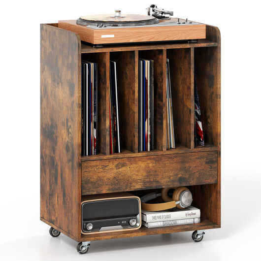 Record Player Stand Turntable Stand with Drawer and Record Holder-White LuxuryLifeWay Online Store