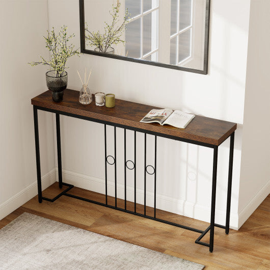 55" Industrial Console Table with H-Shaped Base-Brown LuxuryLifeWay Online Store
