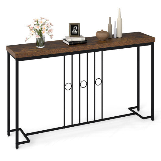 55" Industrial Console Table with H-Shaped Base-Brown LuxuryLifeWay Online Store