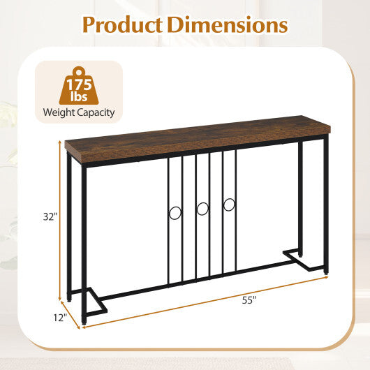 55" Industrial Console Table with H-Shaped Base-Brown LuxuryLifeWay Online Store