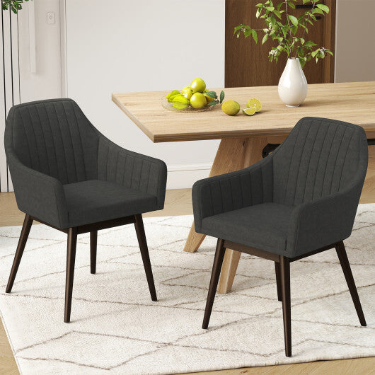 Dining Chairs Set of 2 Upholstered Accent Chairs with Comfy Padded Backrest and Seat-Black LuxuryLifeWay Online Store