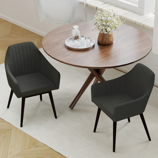 Dining Chairs Set of 2 Upholstered Accent Chairs with Comfy Padded Backrest and Seat-Black LuxuryLifeWay Online Store