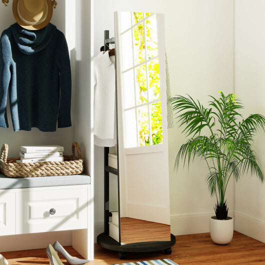 Coat Rack with Full Length Mirror Freestanding Coat Tree with 3 Hooks-Walnut LuxuryLifeWay Online Store