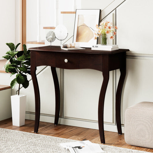 Console Table with Drawer and Solid Wood Frame-Espresso LuxuryLifeWay Online Store