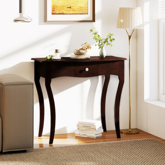 Console Table with Drawer and Solid Wood Frame-Espresso LuxuryLifeWay Online Store