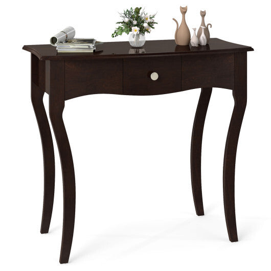 Console Table with Drawer and Solid Wood Frame-Espresso LuxuryLifeWay Online Store