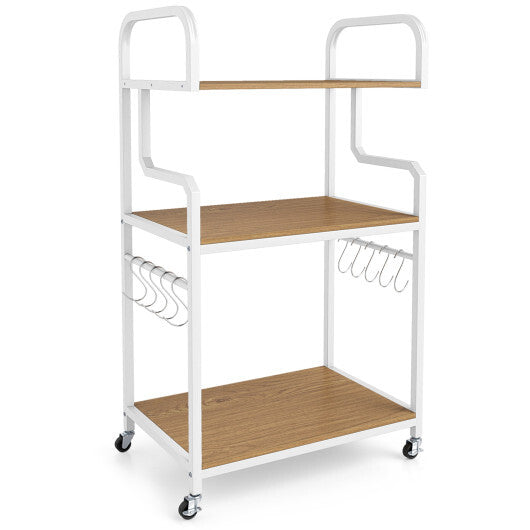 3-Tier Rolling Printer Stand Home Office Large Printer Cart with Storage Shelves-Rustic Brown