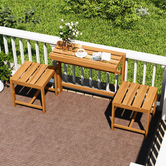 3-in-1 Outdoor Acacia Wood Loveseat Bench Furniture with Slatted Seat LuxuryLifeWay Online Store