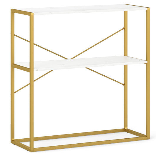 36" Console Table 2-Tier Entryway Table with Wooden Open Shelves and Metal Frame-White LuxuryLifeWay Online Store