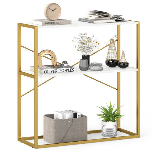 36" Console Table 2-Tier Entryway Table with Wooden Open Shelves and Metal Frame-White LuxuryLifeWay Online Store