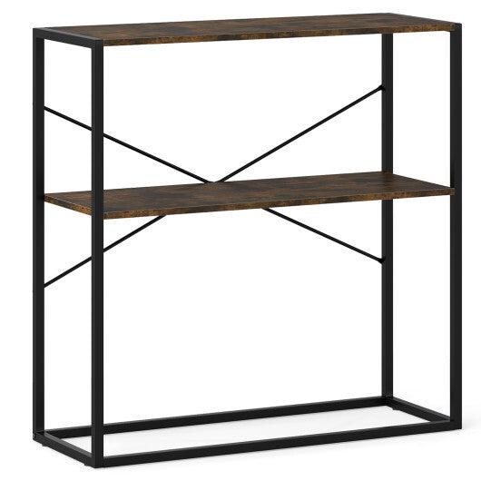 36" Console Table 2-Tier Entryway Table with Wooden Open Shelves and Metal Frame-White LuxuryLifeWay Online Store