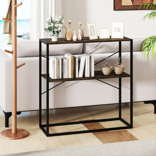 36" Console Table 2-Tier Entryway Table with Wooden Open Shelves and Metal Frame-White LuxuryLifeWay Online Store