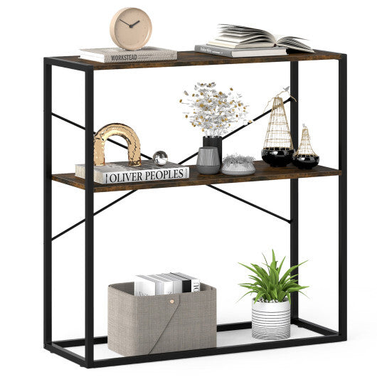 36" Console Table 2-Tier Entryway Table with Wooden Open Shelves and Metal Frame-White LuxuryLifeWay Online Store