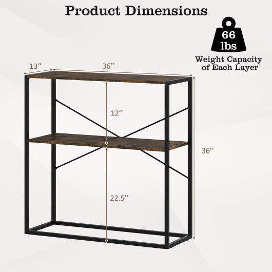 36" Console Table 2-Tier Entryway Table with Wooden Open Shelves and Metal Frame-White LuxuryLifeWay Online Store