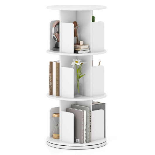 3-Tier Rotating Bookshelf with Dividers and Anti-falling Baffles-Natural LuxuryLifeWay Online Store