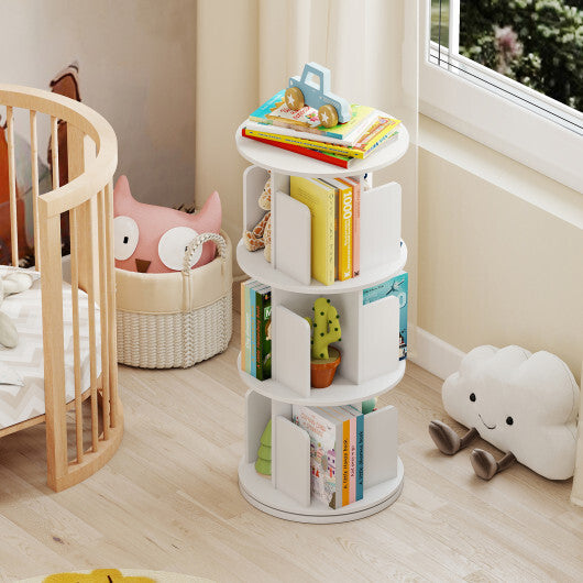 3-Tier Rotating Bookshelf with Dividers and Anti-falling Baffles-Natural LuxuryLifeWay Online Store