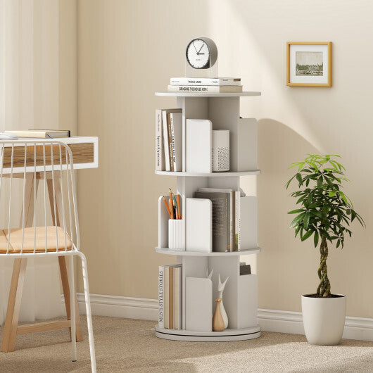 3-Tier Rotating Bookshelf with Dividers and Anti-falling Baffles-Natural LuxuryLifeWay Online Store
