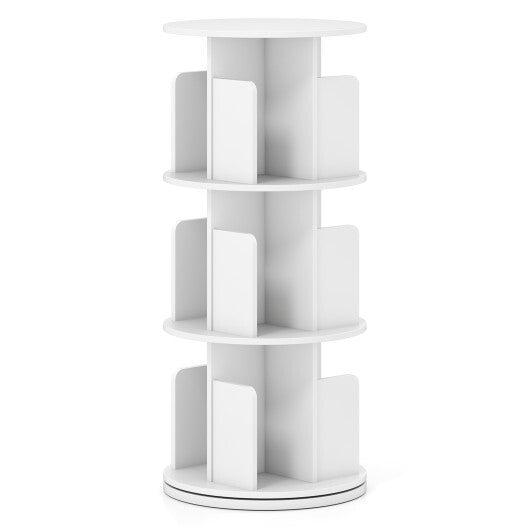3-Tier Rotating Bookshelf with Dividers and Anti-falling Baffles-Natural LuxuryLifeWay Online Store