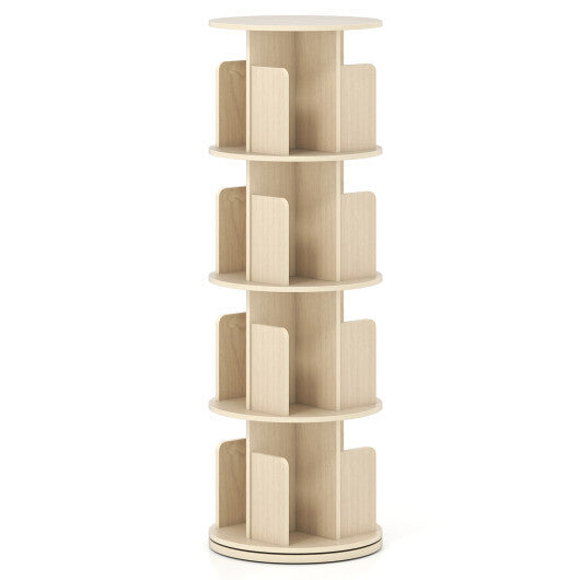 4-Tier Rotating Bookshelf 360 Display Rack with Dividers and Anti-falling Baffles-Natural LuxuryLifeWay Online Store