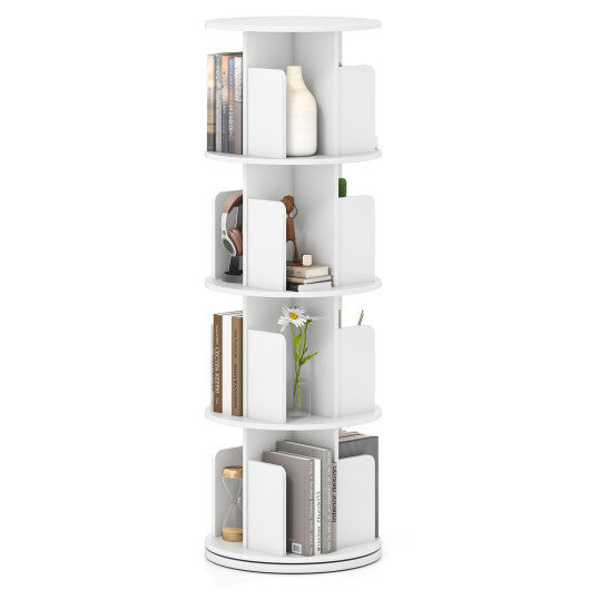 4-Tier Rotating Bookshelf 360 Display Rack with Dividers and Anti-falling Baffles-Natural LuxuryLifeWay Online Store
