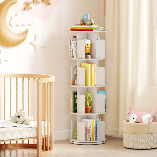 4-Tier Rotating Bookshelf 360 Display Rack with Dividers and Anti-falling Baffles-Natural LuxuryLifeWay Online Store