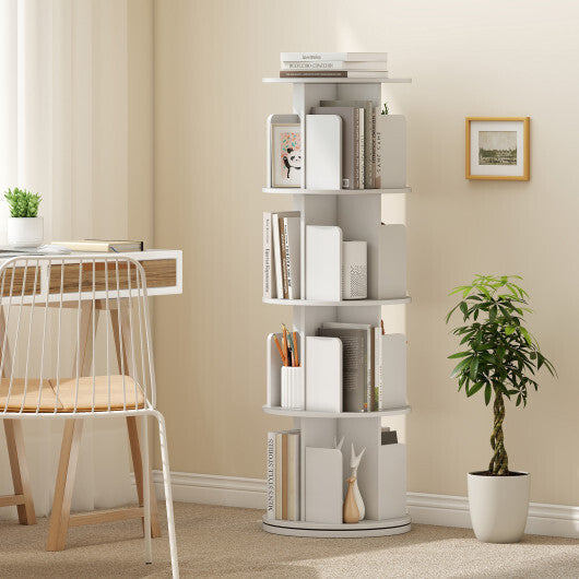 4-Tier Rotating Bookshelf 360 Display Rack with Dividers and Anti-falling Baffles-Natural LuxuryLifeWay Online Store