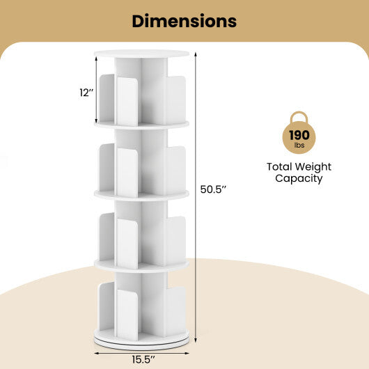 4-Tier Rotating Bookshelf 360 Display Rack with Dividers and Anti-falling Baffles-Natural LuxuryLifeWay Online Store