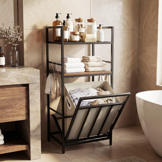 2-Tier Laundry Hamper with Tilt-out Basket-Black LuxuryLifeWay Online Store