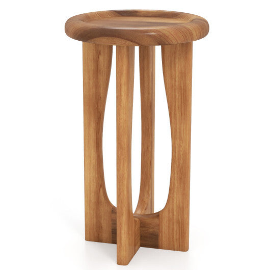 14 Inch Farmhouse End Table with Round Tray Top and Wood Cross Legs LuxuryLifeWay Online Store