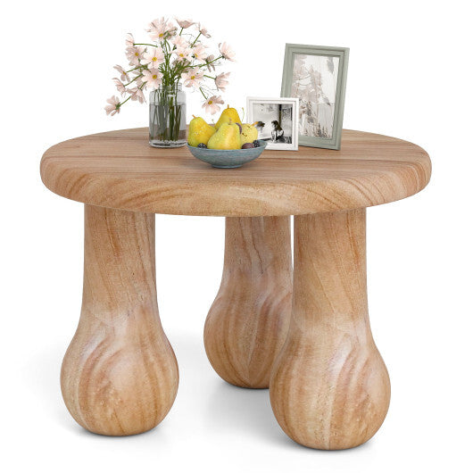 24" Small Solid Mahogany Wood Coffee Table with Thickened Top and Column Legs LuxuryLifeWay Online Store