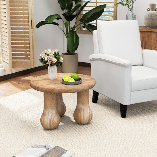 24" Small Solid Mahogany Wood Coffee Table with Thickened Top and Column Legs LuxuryLifeWay Online Store