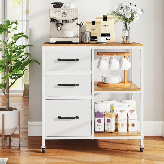 3 Drawer Mobile File Cabinet with Charging Station Rolling Printer Stand with Open Storage Shelves-Natural LuxuryLifeWay Online Store