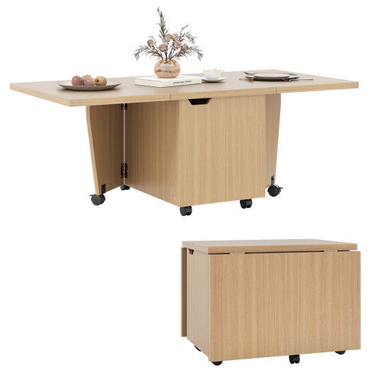 Foldable Coffee Table with Storage Cabinet Extendable Center Table-Oak LuxuryLifeWay Online Store