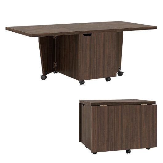 Foldable Coffee Table with Storage Cabinet Extendable Center Table-Oak LuxuryLifeWay Online Store