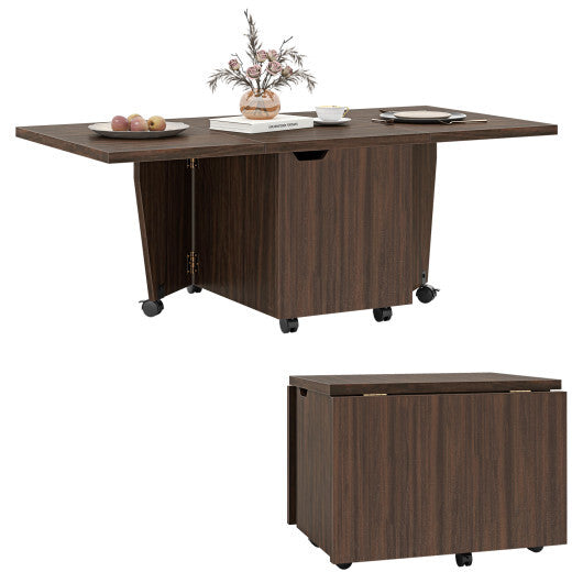 Foldable Coffee Table with Storage Cabinet Extendable Center Table-Oak LuxuryLifeWay Online Store