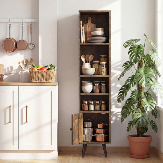 6-Tier Tall Narrow Bookcase 54 Inches Slim Storage Cabinet-Natural LuxuryLifeWay Online Store