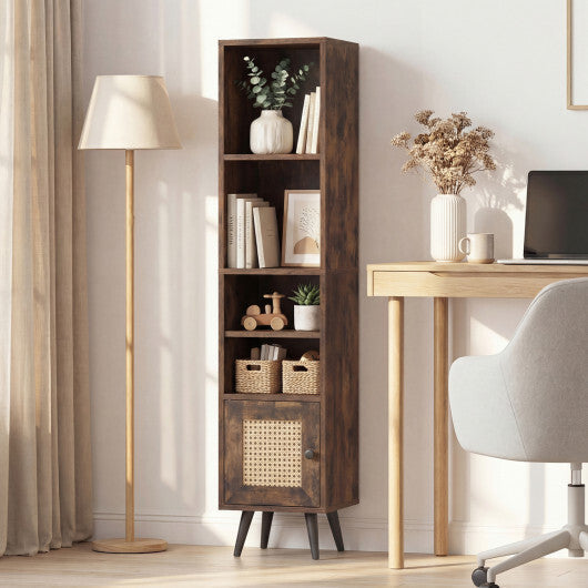 6-Tier Tall Narrow Bookcase 54 Inches Slim Storage Cabinet-Natural LuxuryLifeWay Online Store