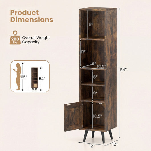 6-Tier Tall Narrow Bookcase 54 Inches Slim Storage Cabinet-Natural LuxuryLifeWay Online Store