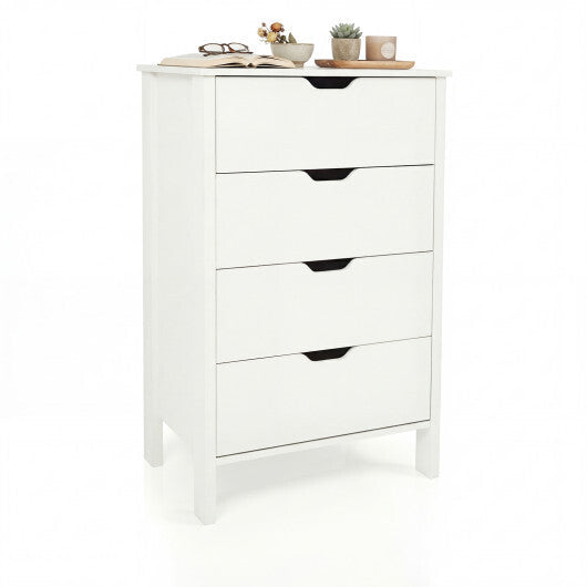 4-Drawer Dresser Wooden Nightstand with Anti-Tipping Kits-White LuxuryLifeWay Online Store
