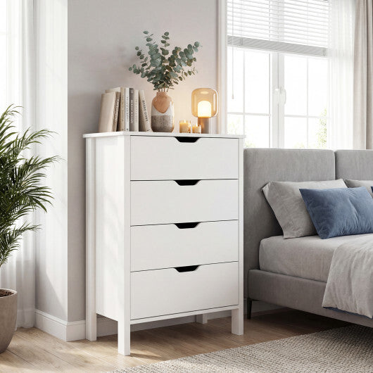 4-Drawer Dresser Wooden Nightstand with Anti-Tipping Kits-White LuxuryLifeWay Online Store