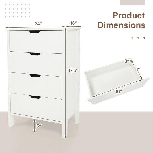 4-Drawer Dresser Wooden Nightstand with Anti-Tipping Kits-White LuxuryLifeWay Online Store