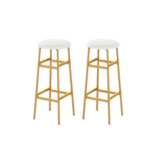 Bar Stools Set of 2 with Sturdy Metal Frame and Footrest-White LuxuryLifeWay Online Store