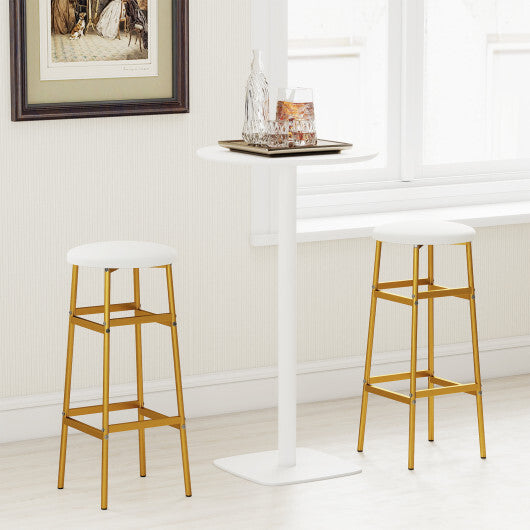Bar Stools Set of 2 with Sturdy Metal Frame and Footrest-White LuxuryLifeWay Online Store