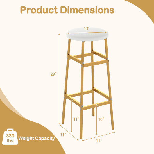 Bar Stools Set of 2 with Sturdy Metal Frame and Footrest-White LuxuryLifeWay Online Store