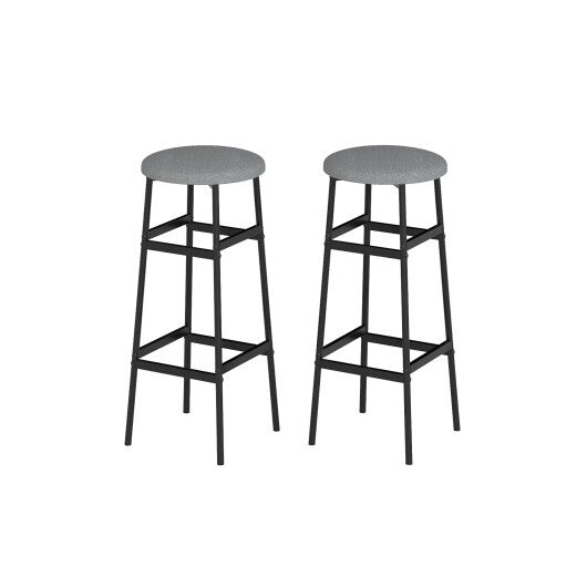 Bar Stools Set of 2 with Sturdy Metal Frame and Footrest-White LuxuryLifeWay Online Store