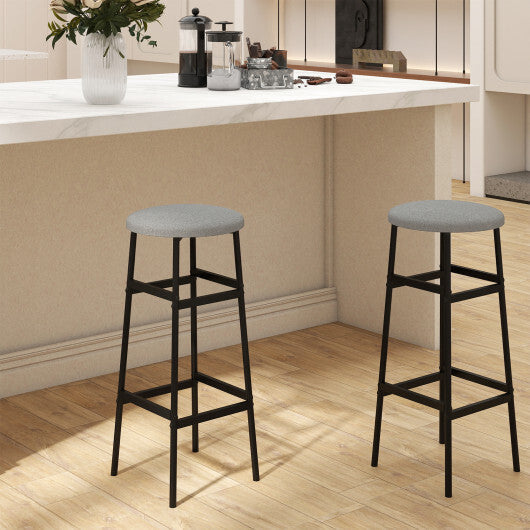 Bar Stools Set of 2 with Sturdy Metal Frame and Footrest-White LuxuryLifeWay Online Store